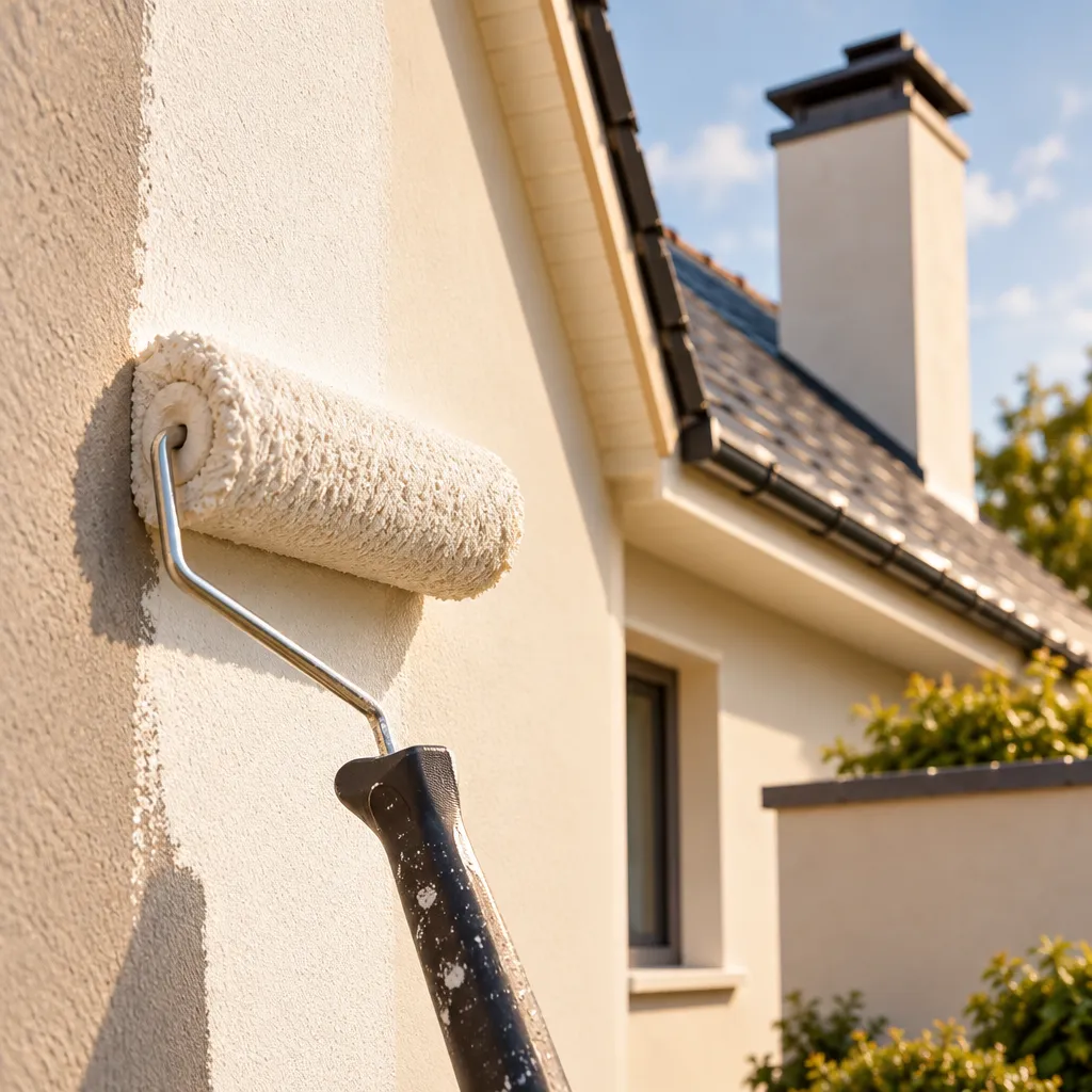 Peinture de façade, pignon et cheminée sur une maison du Havre